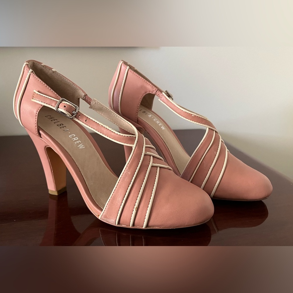 Chelsea Crew Pink Retro Heels Size 5.5